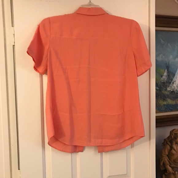 Chico’s Faux Silk Short Sleeve Blouse Button M - Picture 2 of 4